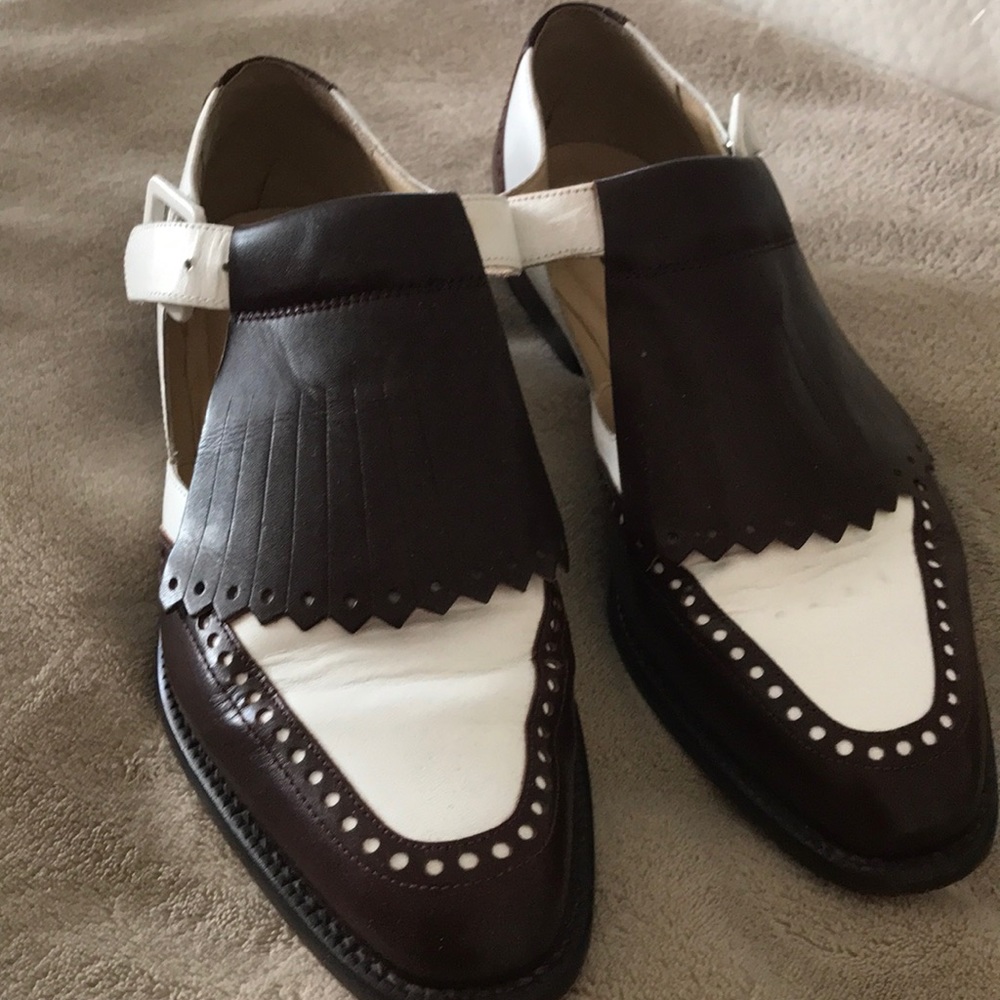 Brown and white leather Kenneth Cole sandal/shoes
